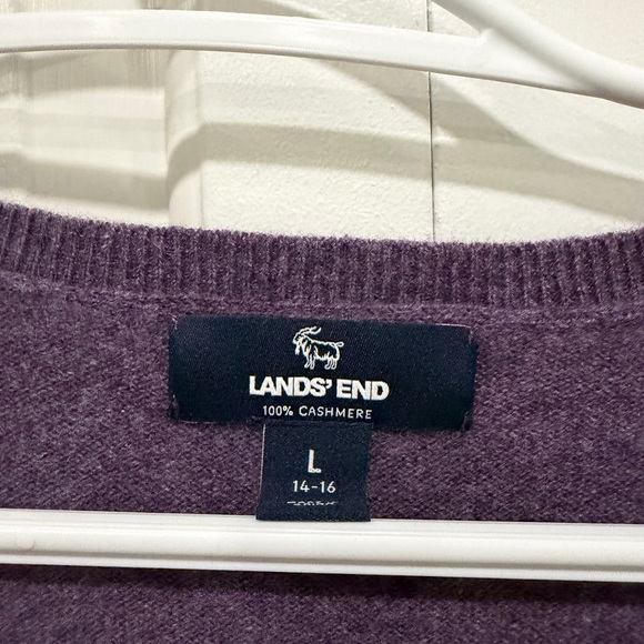 Lands' End Purple Button-Front 100% Cashmere Cardigan - Picture 3 of 4